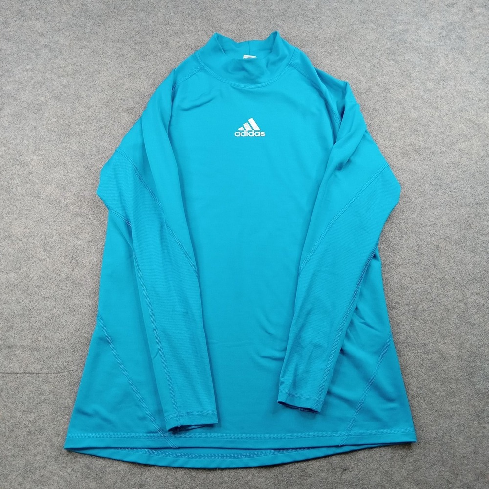 Adidas Shirt Mens XL Blue Long Sleeve Mock Neck Athletic‎ Training Top DY3105